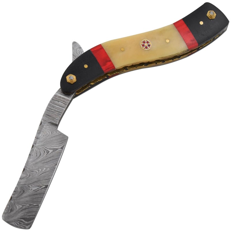 Old Ram Straight Razor | High Hardness Real Damascus Steel Cutthroat Straight Edge-Blade Barber Razor (329) - Image 2